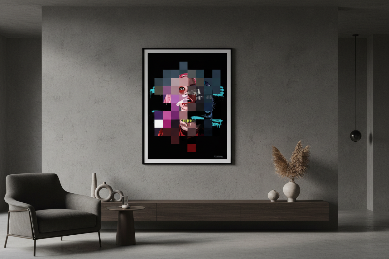 Harley Quinn Graphic Portrait Poster | A3 & A4 Semi-Gloss Art Print Flexo Draws