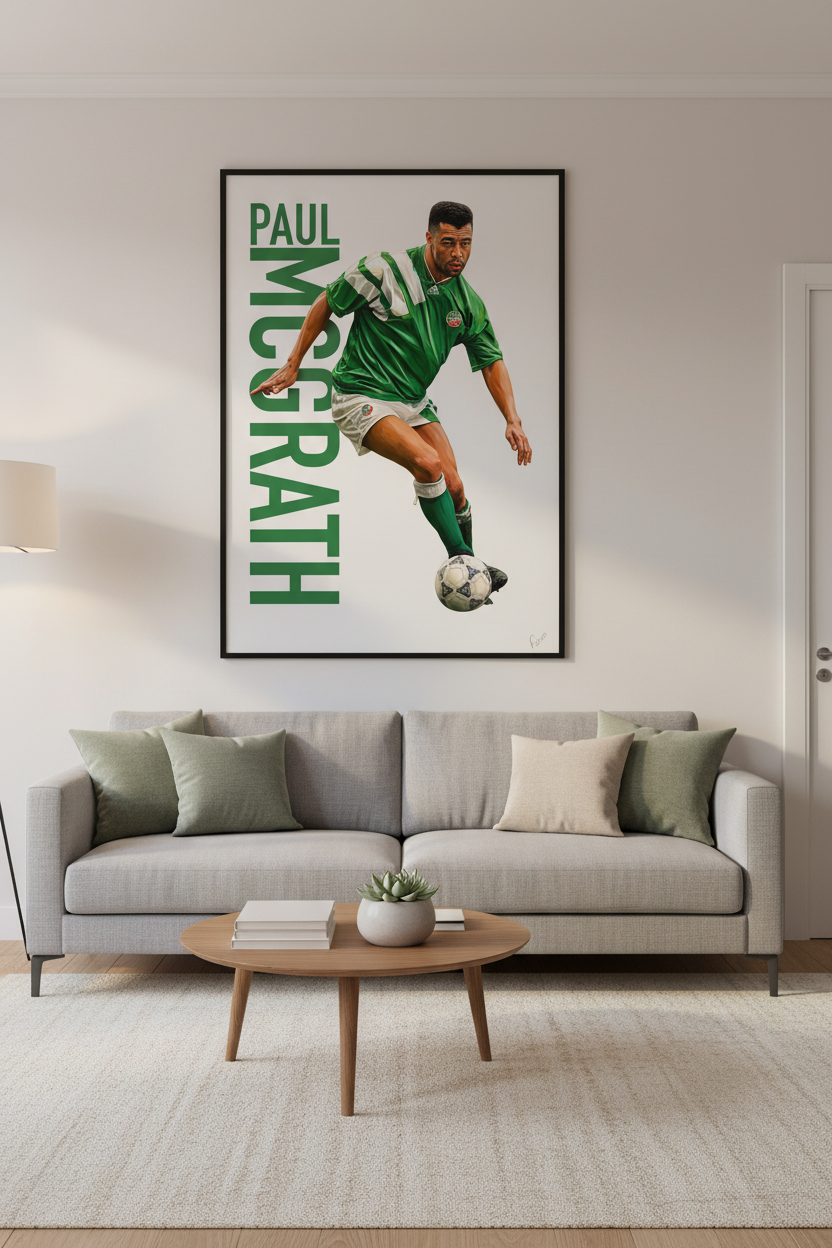 Paul McGrath Oil Portrait Limited Edition Print – 50 units - A3 A2 Flexo Draws