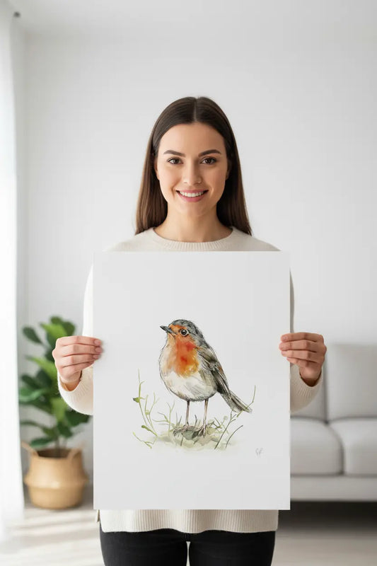 “Robin” - Ink & Watercolour Limited Edition Print A3 - 50 units Flexo Draws