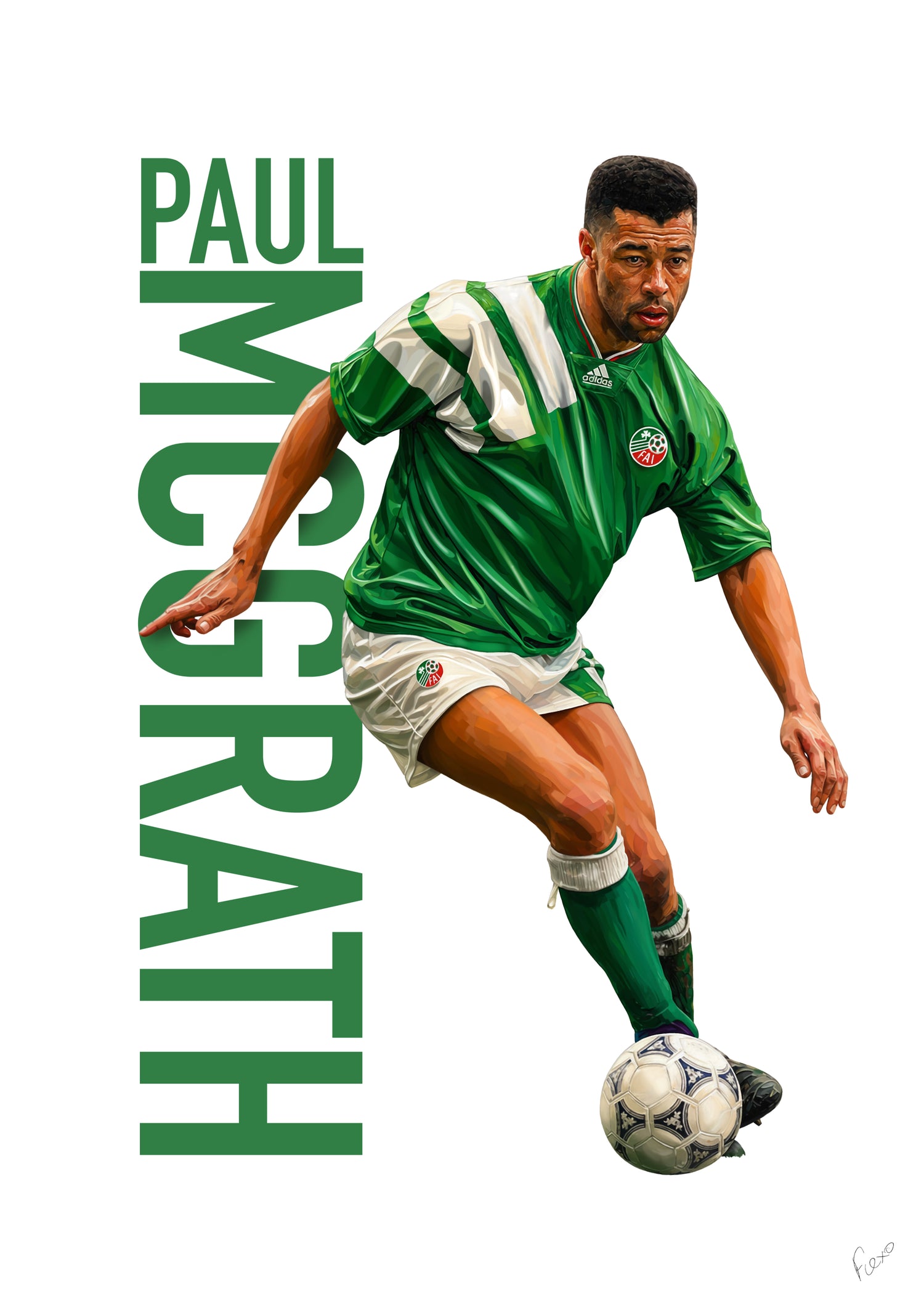Paul McGrath Oil Portrait Limited Edition Print – 50 units - A3 A2 Flexo Draws