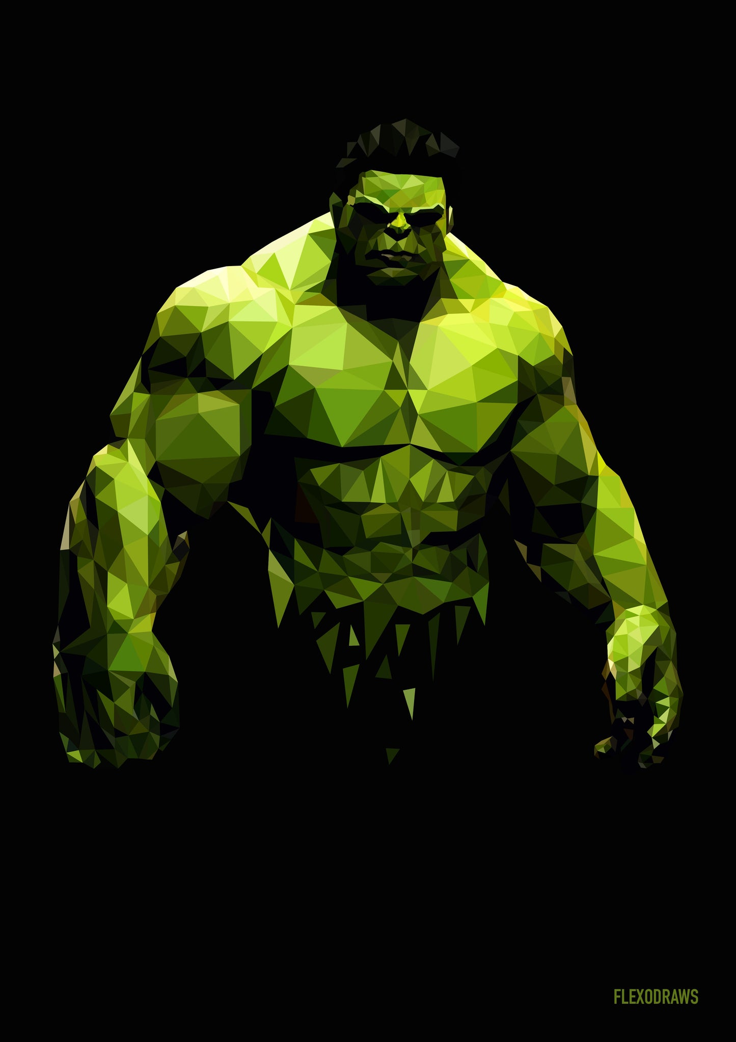 Hulk Geometric Art Poster | A3 & A4 Semi-Gloss Art Print Flexo Draws
