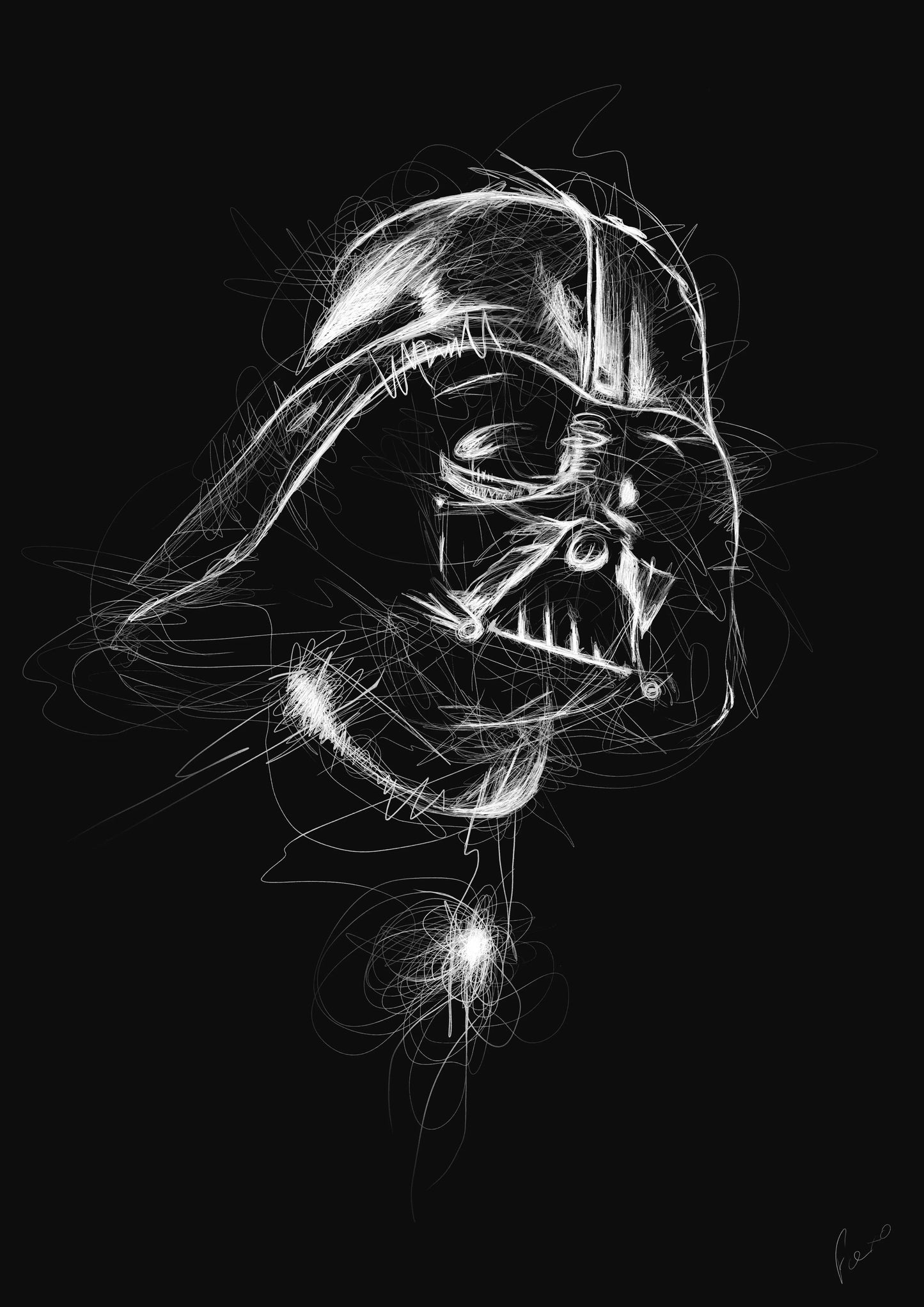 “Vader”  Scribble Premium Semi-Glossy Limited Edition Print  A3 - 50 units Flexo Draws
