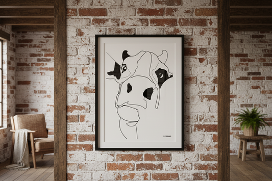 Minimalist Cow Line Art Poster | A3 & A4 Semi-Gloss Art Print Flexo Draws