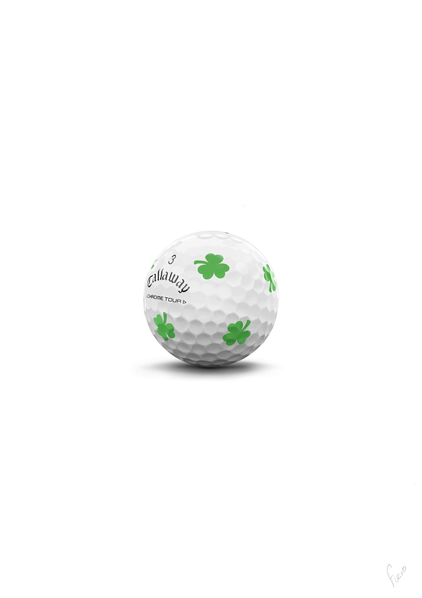 Golf Ball, Photorealistic Illustration Limited edition print - 50 Units - A3 A2 Flexo Draws