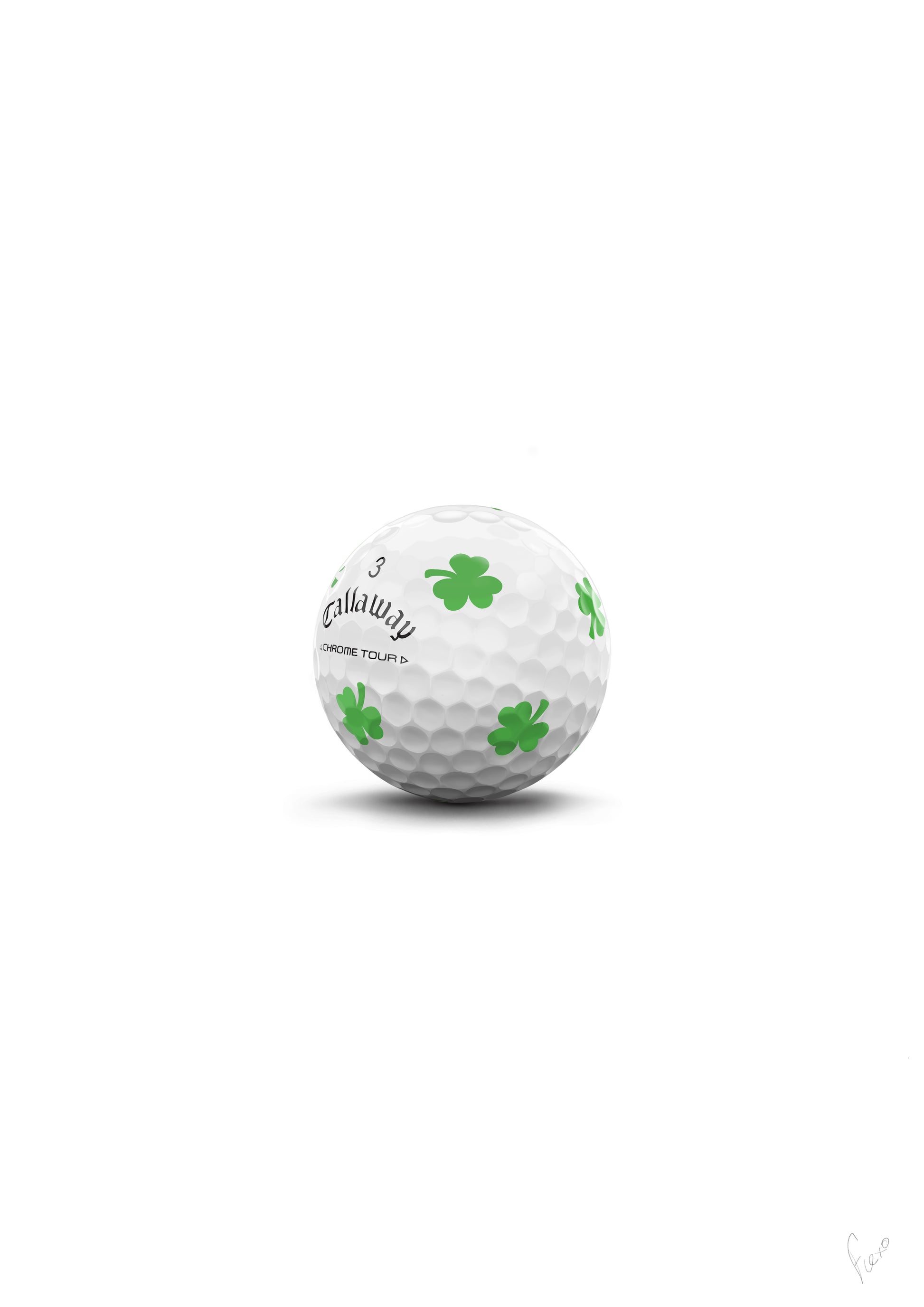 Golf Ball, Photorealistic Illustration Limited edition print - 50 Units - A3 A2 Flexo Draws