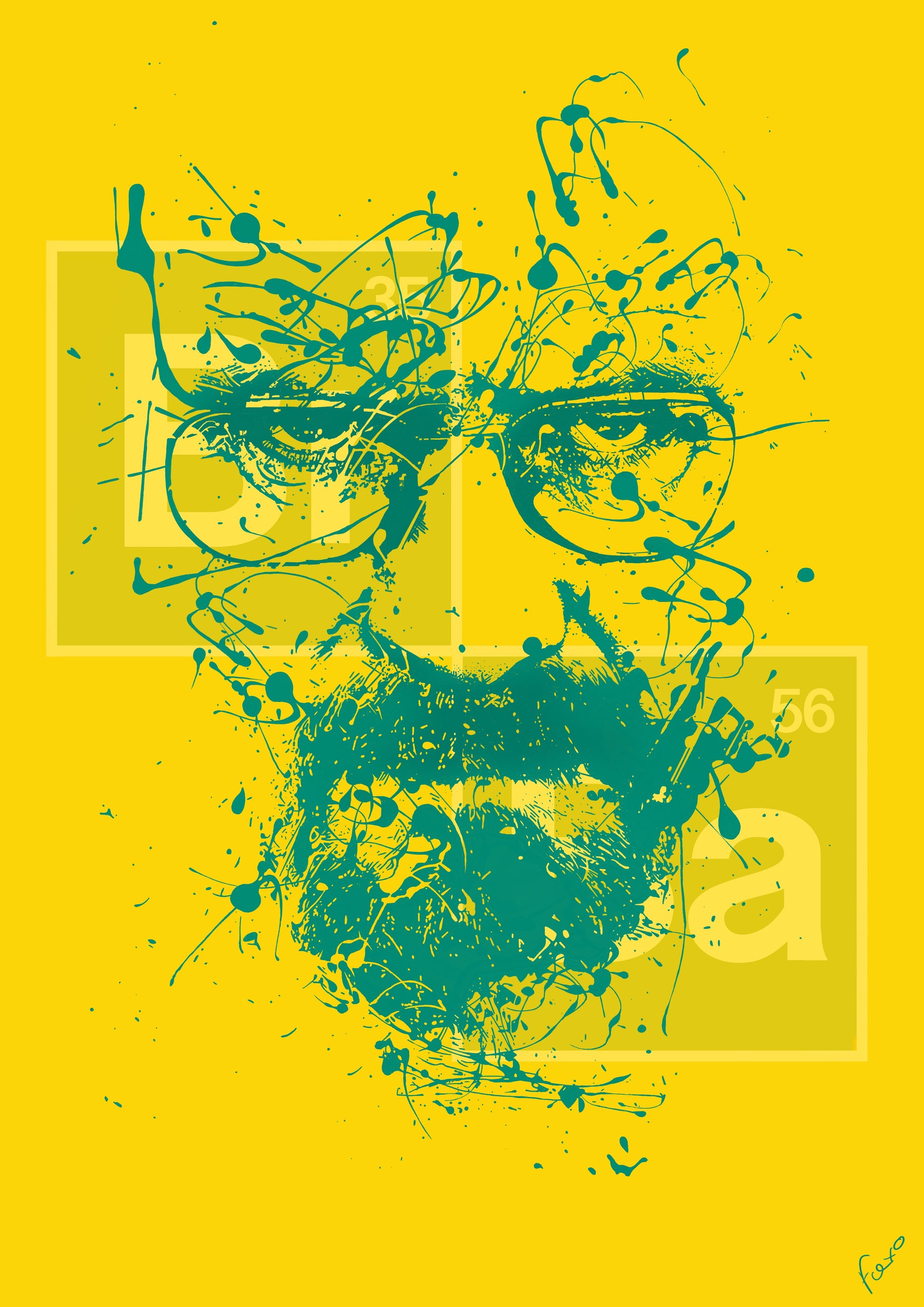 “Heisenberg” Splatter Portrait Poster - Breaking Bad Iconic Character Art Print A3 - 50 units Flexo Draws