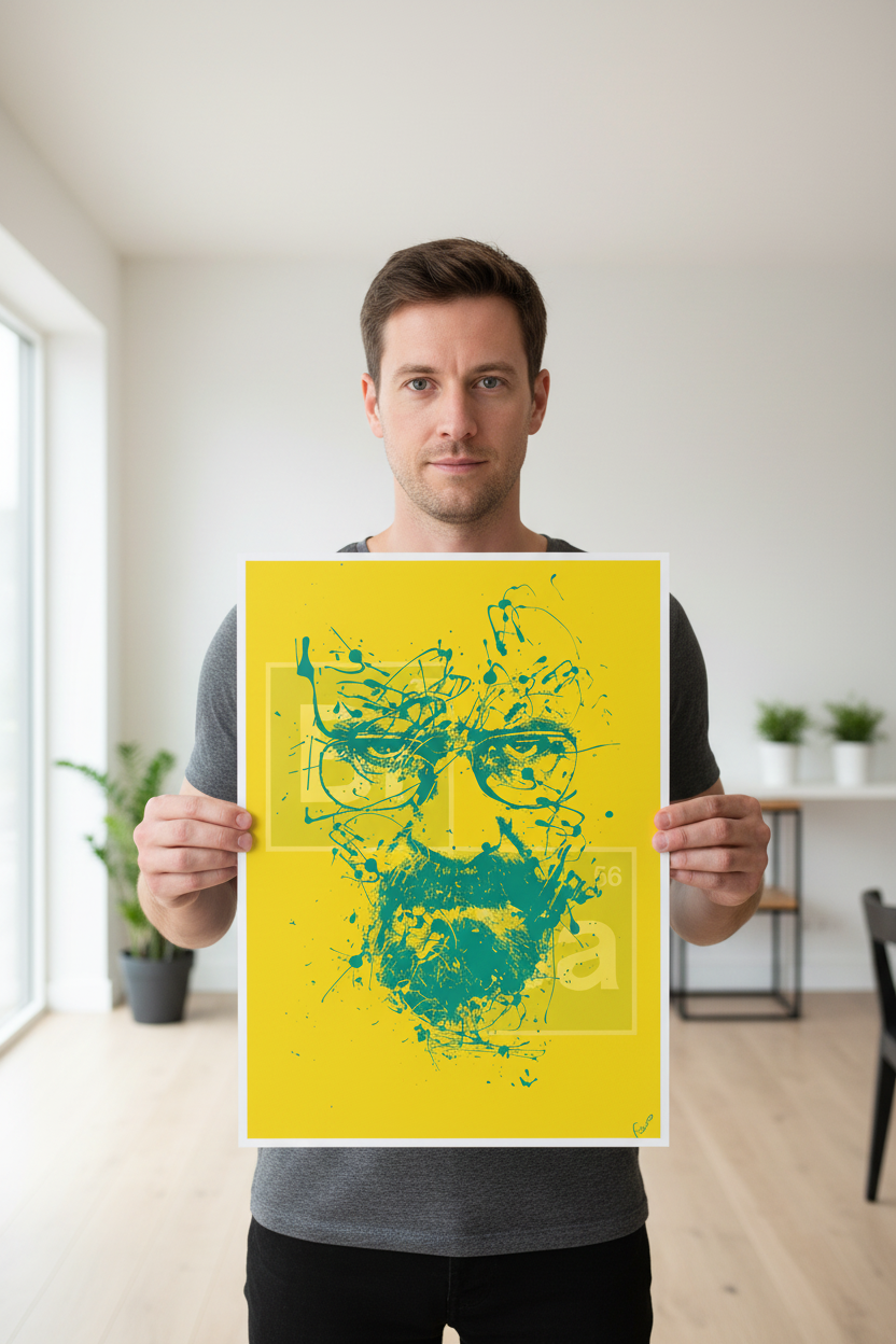 “Heisenberg” Splatter Portrait Poster - Breaking Bad Iconic Character Art Print A3 - 50 units Flexo Draws
