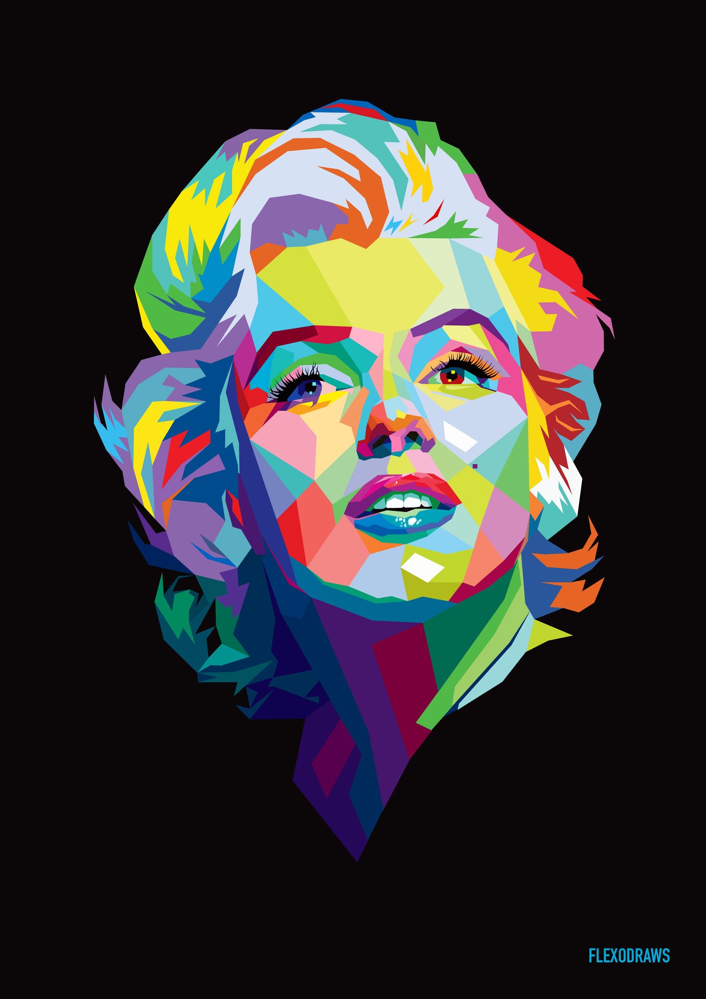 Geometric Marilyn Monroe Poster | A3 & A4 Semi-Gloss Art Print Flexo Draws