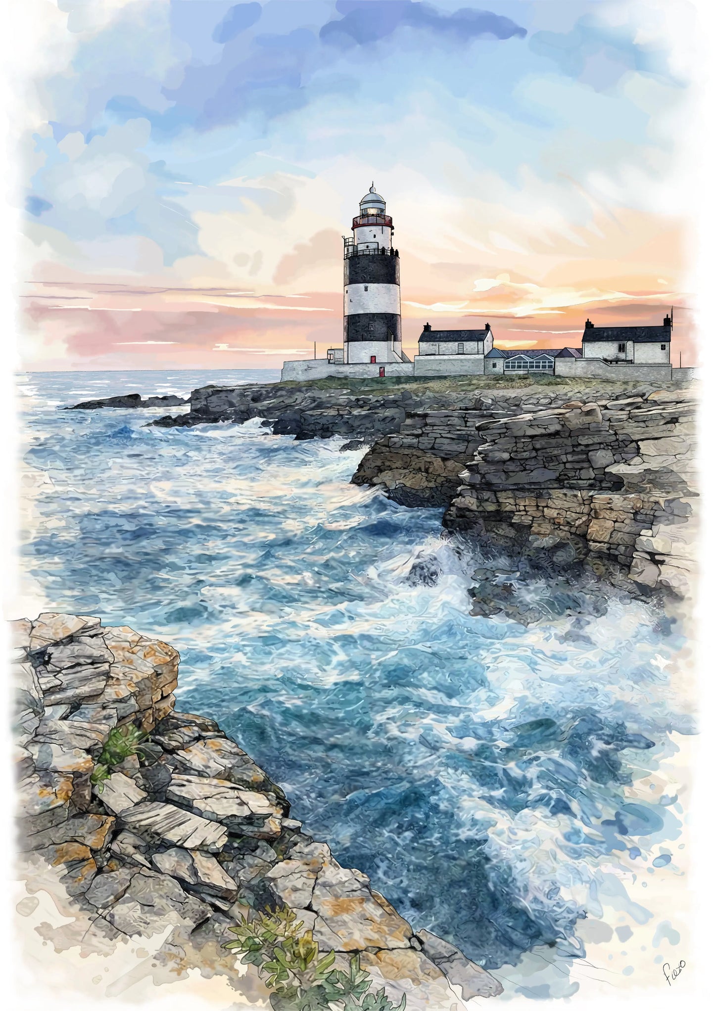 “Hook” Hook Head Print, County Wexford Ireland Limited Edition Print A3 - 50 units Flexo Draws