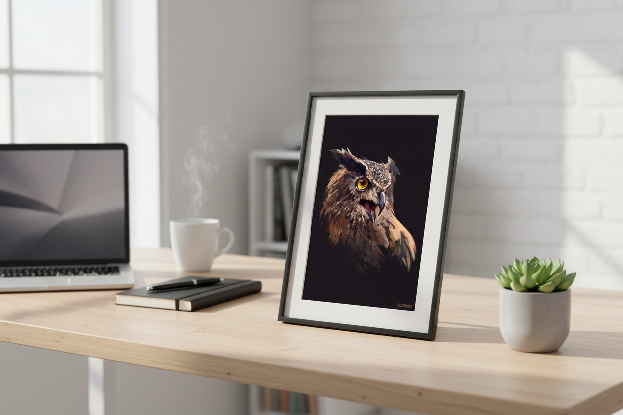 Digital Download “Eagle Owl” A4 Artwork Flexo Draws