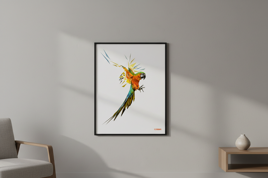 Colorful Geometric Macaw Poster | A3 & A4 Semi-Gloss Art Print Flexo Draws
