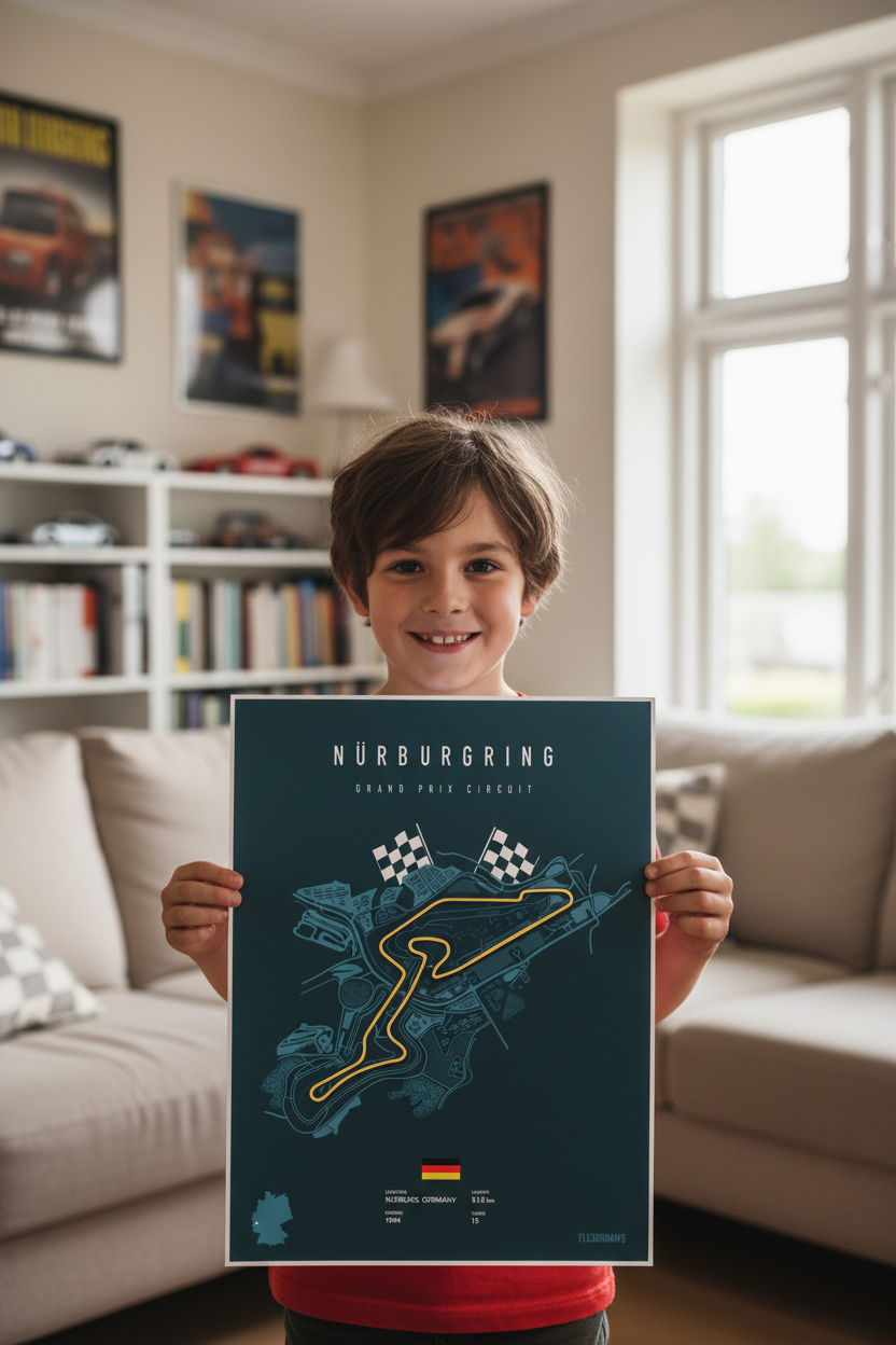“Red Line” Nurburgring F1 Track Premium Semi-Glossy Print A3 - 50 units Flexo Draws