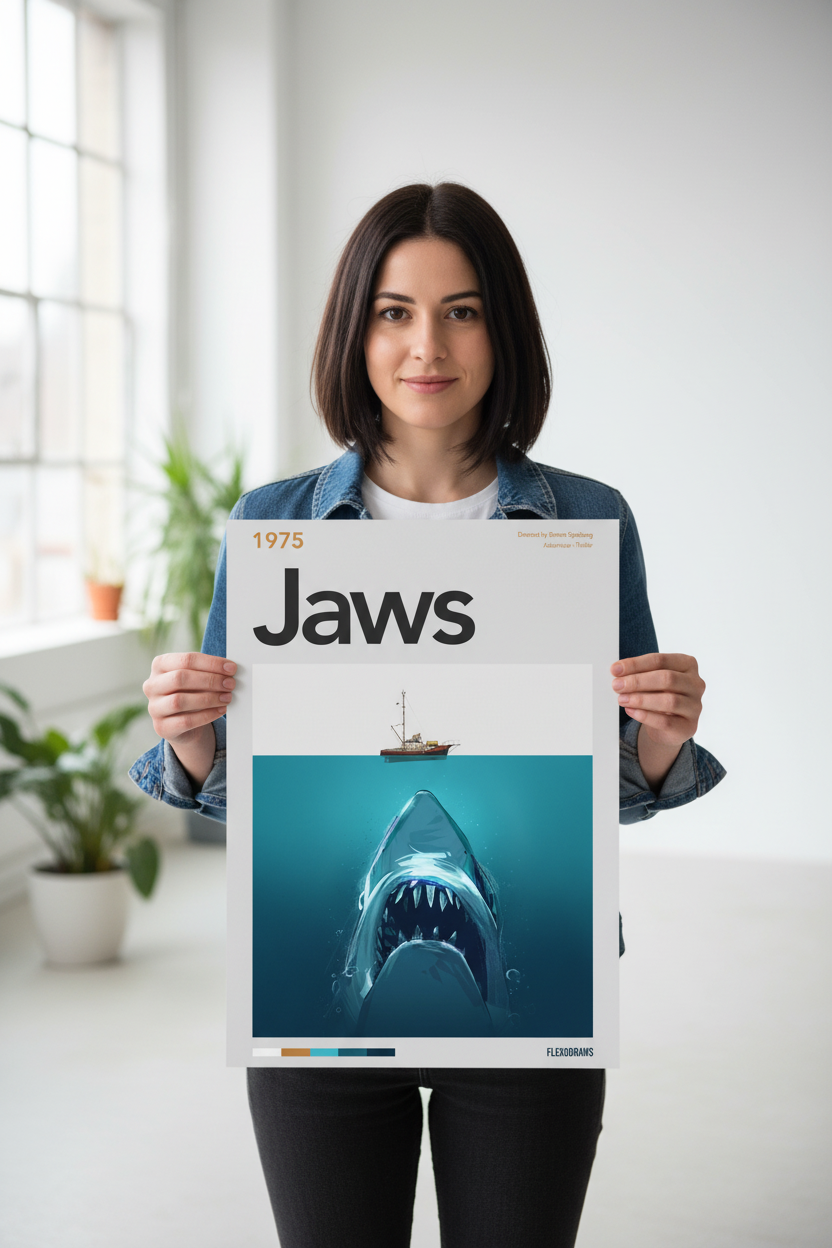 “Bigger Boat” Iconic Design Jaws Movie Poster (1975) - Premium Semi-Gloss A3 Print - 50 units Flexo Draws
